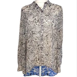 Nicole Miller Hi-Low Filigree Back Blouse